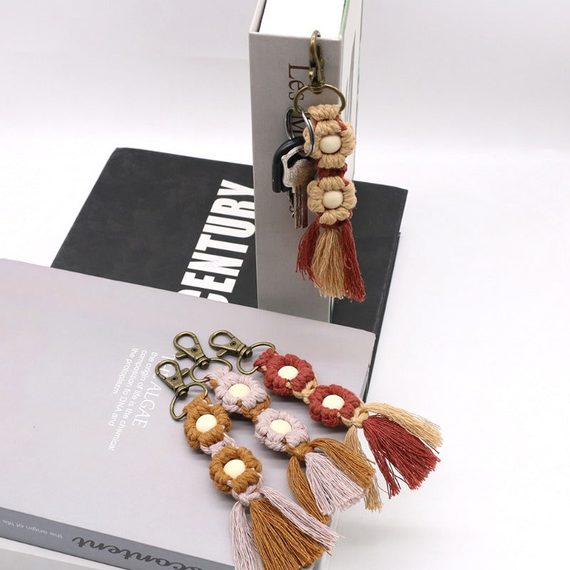 Wholesale Creative Flower Cotton Rope Hand Woven Keychains